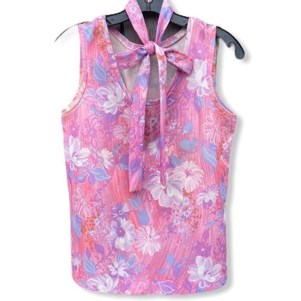 Vintage Floral‎ Polyester Top With Belt